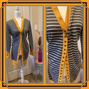 Striped Colorblock Longline Snap Cardigan.